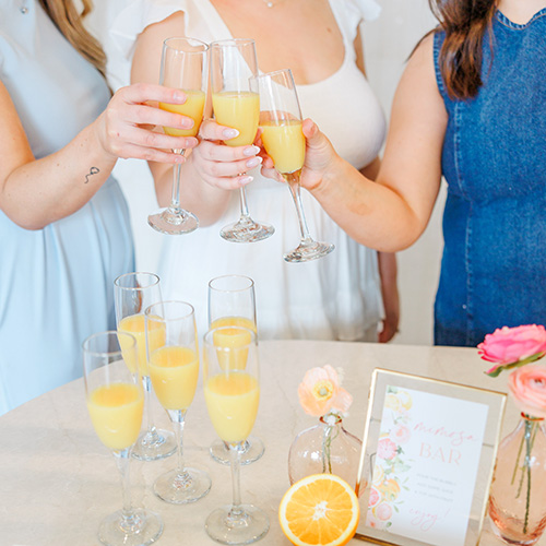 citrusbridalshower champagneglassrentals