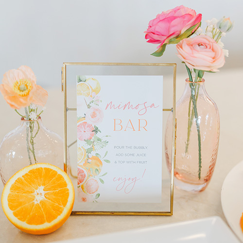 citrusbridalshower mimosabarsignage