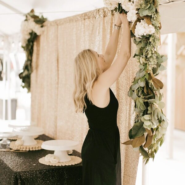 Event planner setting up party rentals in Sioux Falls